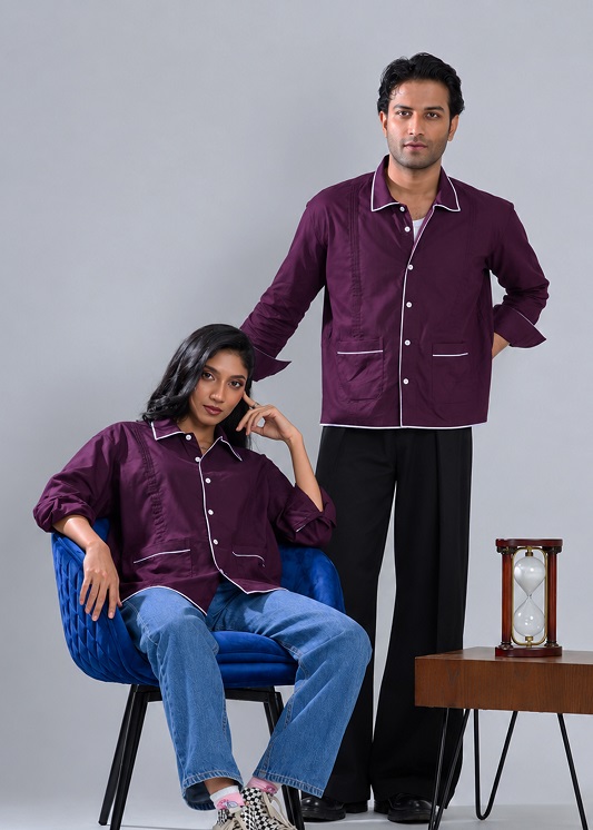 Deep plum chevron piped
